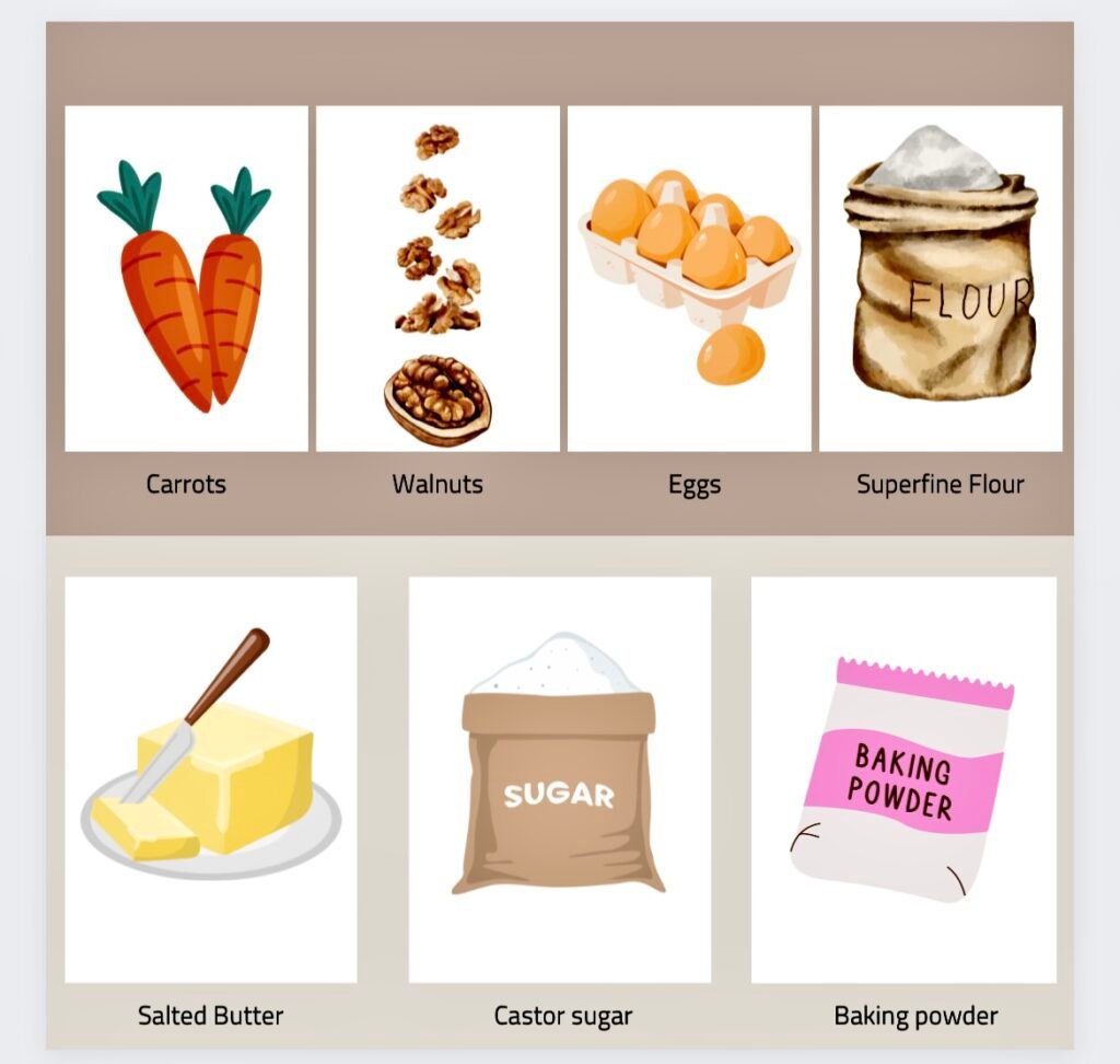 Carrot Walnut Butter Cake Ingredients